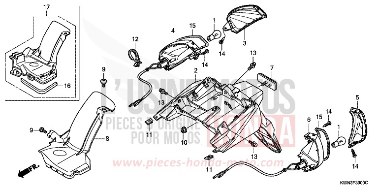 REAR FENDER/REAR WINKER for PCX 125 CANDY ROSY RED (R340) from 2012